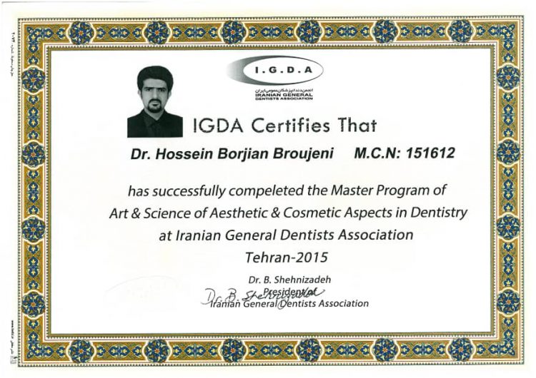 مسترشیپ دندانپزشکی زیبایی از انجمن دندانپزشکان IGDA